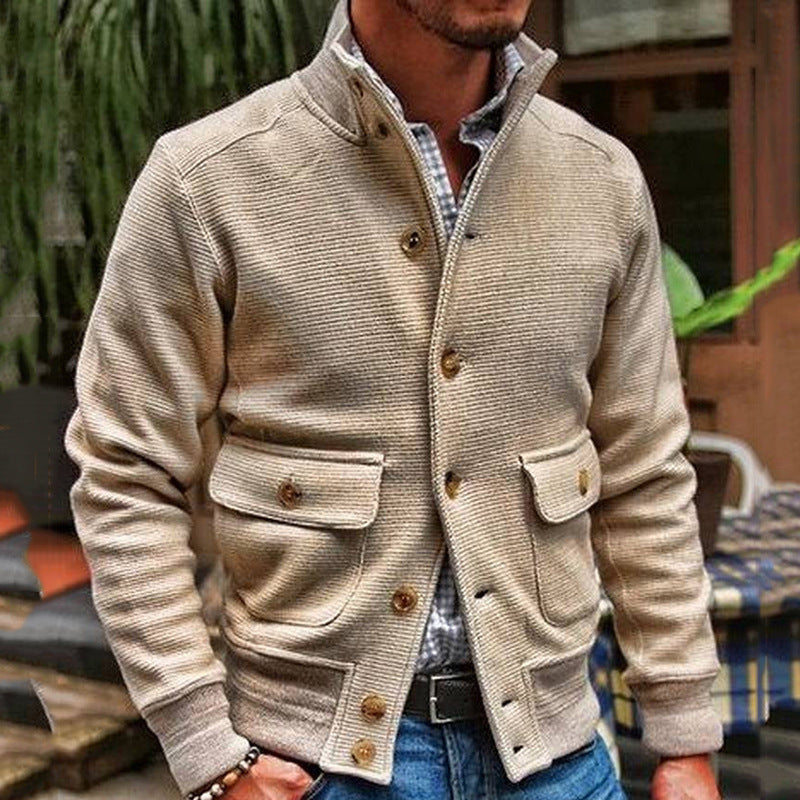 Demure™ Jack Heren Stand Collar Effen Kleur Top