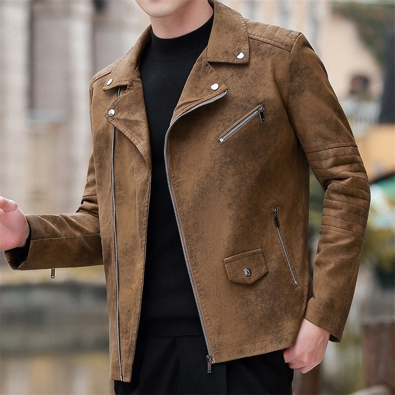 Demure™ Velvet Lederjacke mit gepolstertem Futter und Reverskragen