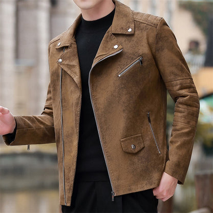 Demure™ Velvet Lederjacke mit gepolstertem Futter und Reverskragen