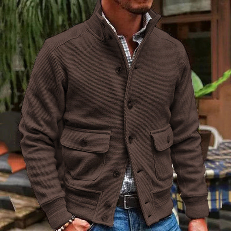 Demure™ Jack Heren Stand Collar Effen Kleur Top