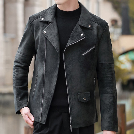 Demure™ Velvet Lederjacke mit gepolstertem Futter und Reverskragen