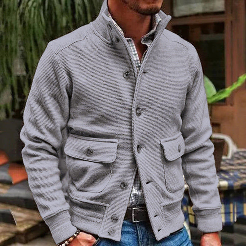 Demure™ Jack Heren Stand Collar Effen Kleur Top