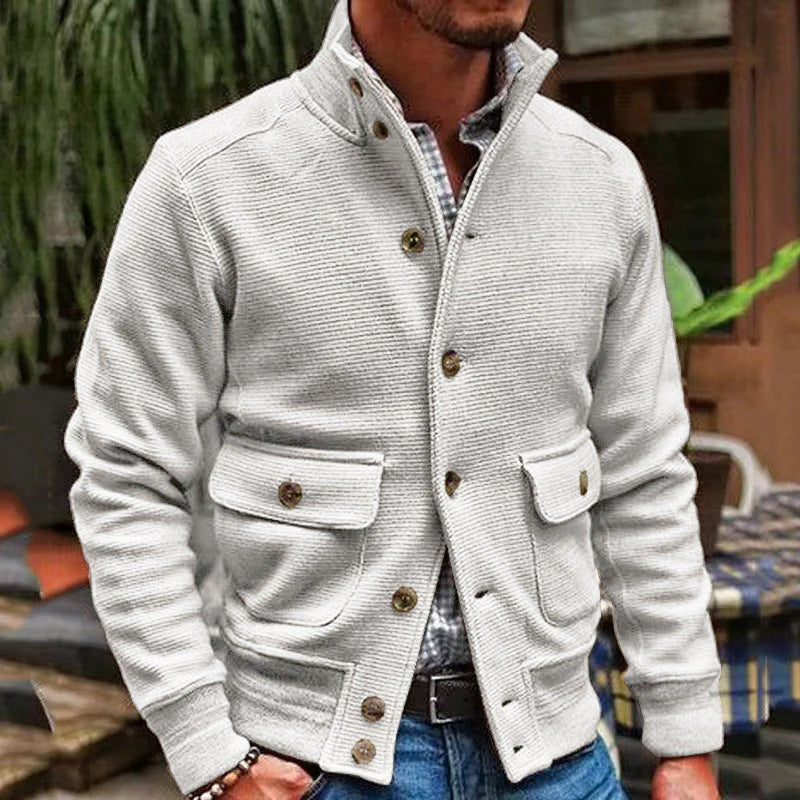 Demure™ Jack Heren Stand Collar Effen Kleur Top
