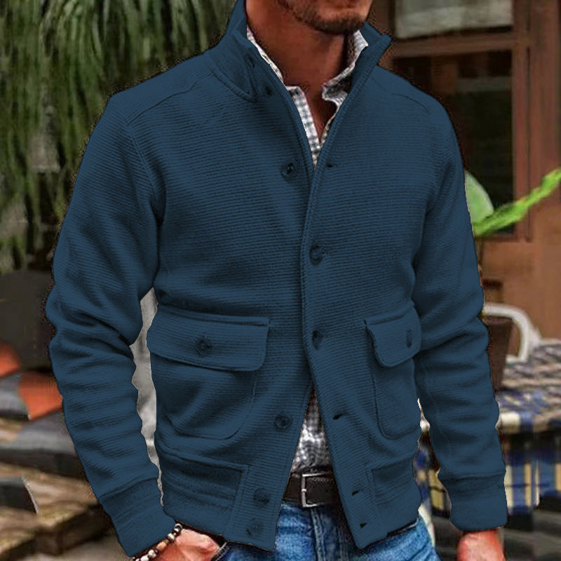 Demure™ Jack Heren Stand Collar Effen Kleur Top