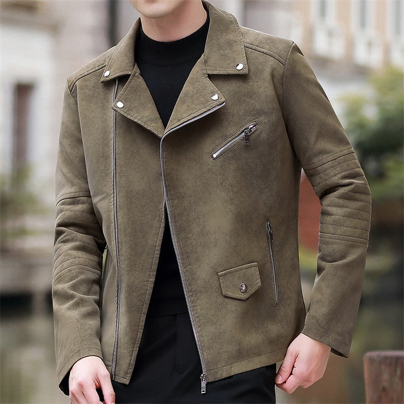 Demure™ Velvet Lederjacke mit gepolstertem Futter und Reverskragen
