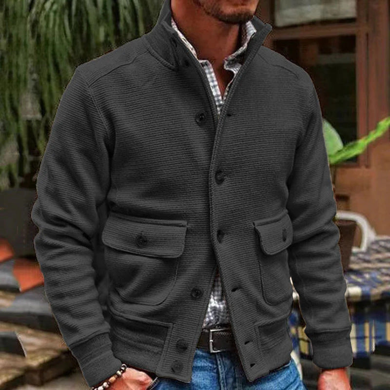 Demure™ Jack Heren Stand Collar Effen Kleur Top