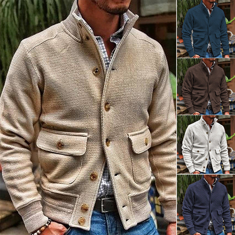 Demure™ Jack Heren Stand Collar Effen Kleur Top